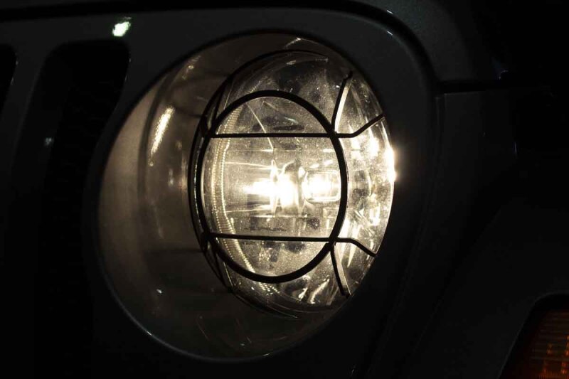 Jeep Wrangler Unlimited Headlight Guard - Fishbone Offroad - Aluminum - Black - `18-`27